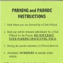 Parking and Parade instructions