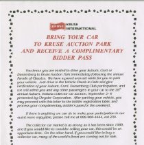 "Bring your Car to Kruse Auction Park" Kruse International poster