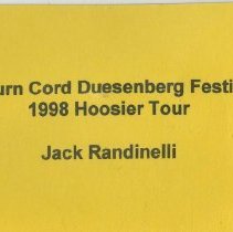1998 Hoosier Tour Jack Randinelli Nametag