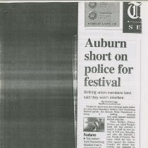 "Auburn short on police for festival" by Linda Lipp. page 1