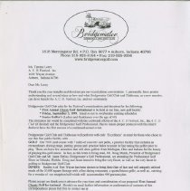 Letter to Tammy Lorey from Marsha Cook about different event ideas