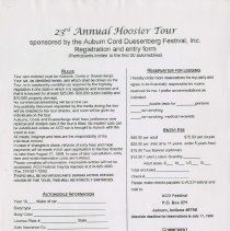 23rd Annual Hoosier Tour registration and entry form
