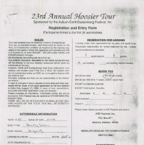 23rd Annual Hoosier Tour registration and entry form forCooper and Francis