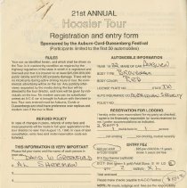 21st Annual Hoosier Tour Registration and Entry form for Greenfield&Sherman