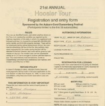 21st Annual Hoosier Tour Registration form for the Johnson's and Lester See