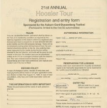 21st Annual Hoosier Tour Registration form for Kathy Kellam