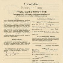 21st Annual Hoosier Tour Registration form for W. David Gessle and Joe Olry
