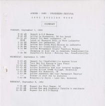 A–C–D Festival 1992 Hoosier Tour Itinerary, with directions, page 1