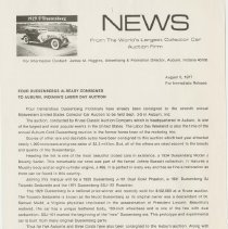 "FOUR DUESENBERGS ALREADY CONSIGNED TO AUBURN, INDIANA'S LABOR DAY AUTION," News: from the World's largest Collector Car Auction Firm. August 5, 1977