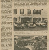1185."Cars, Owners Spend Weekend Here" by H. Max Walters. Connersville News