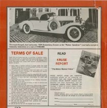 Kruse Public Auction for Eighth Annual Midwestern United States Collector Car Auction booklet. September 2 - 4, 1978
