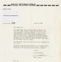 Letter to Hoosier VIP from Dean Kruse about Labor Day Weekend. August 16, 1982