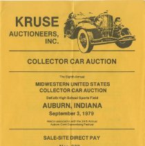 Kruse Auctioneers 8th Annual Midwestern United States Collector Car Auction legal flyer, September 3, 1979