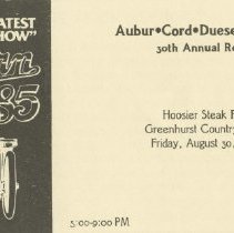 Auburn '85 Hoosier Steak Fry ticket