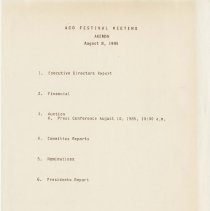 ACD Festival Meeting Agenda. August 8, 1985