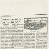 "Lazarus auction fun for 30,000" by Julie Whitmore. June 2, 1986