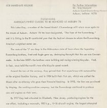 "DUESENBERG; AMERICA'S FINEST CLASSIC TO BE HONORED AT AUBURN '76" Auburn-C