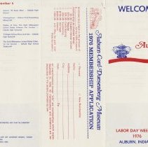 Auburn-Cord-Duesenberg Museum pamphlet with Auburn '76 Schedule of Events