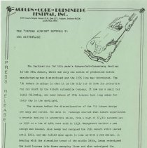 "THE 'ORPHAN AUBURN' RETURNS TO ITS BIRTHPLACE" Auburn-Cord-Duesenberg Festival