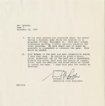 Letter to Del Johnson from Mike Butler to confirm the conversation they had