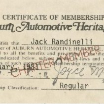 Auburn Automotive Heritage Membership for 1981