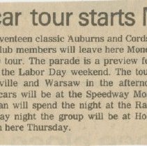 Classic Car Tour Starts Monday