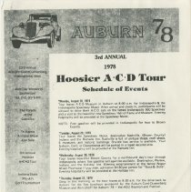 3rd Annual Hoosier A - C - D Tour Schedule of Events, August 28 - 31, 1978