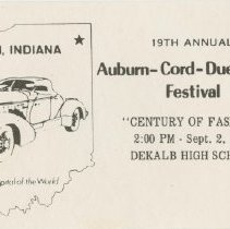 19th Annual Auburn-Cord-Duesenberg Festival "Century of Fashion" ticket, 1974
