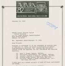 Letter to DeKalb County Central School District from Auburn-Cord-Duesenberg Festival about the agreement dated February 15. February 23, 1983