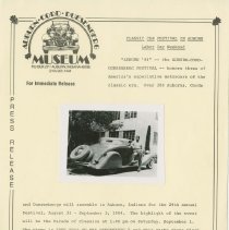 "CLASSIC CAR FESTIVAL IN AUBURN LABOR DAY WEEKEND" Auburn-Cord-Duesenberg Museum