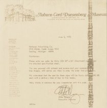 Letter to Gentlemen of the National Advertising Company from Mike Wagner about proceeding with the artwork. June 2, 1975