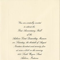 Invitation to the First Anniversary Ball of the Auburn-Cord-Duesenberg Museum, August 30, 1975