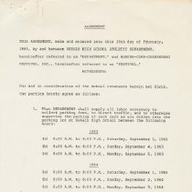 Agreement between DeKalb High School Athletic Department and Auburn-Cord-Duesenberg Festival. February 15, 1983