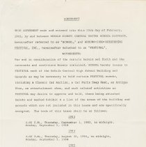 Agreement between DeKalb County Central United School District and Auburn-Cord-Duesenberg Festival. February 15, 1983