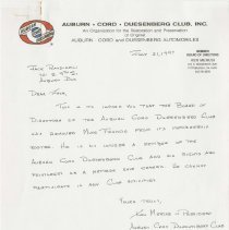 Letter to Jack from Ken Merusi about the Board of Directors of the Auburn-Cord-Duesenberg Club removed Mike Francis. July 21, 1997