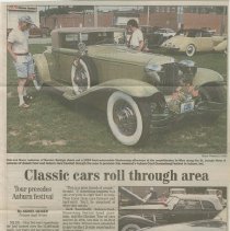 "Classic cars roll through area" by Agnes Geiger. The South - Bend Tribune, August 28, 1997