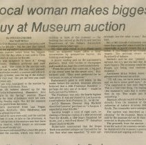 "Local woman makes biggest buy at Museum auction" by Steven Fromm, the Evening Star, May 23, 1983