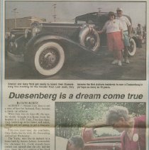 "Duesenberg is a dream come true" by Dave Kurtz, the Evening Star, August 2