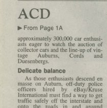 "ACD jam in Auburn" " by Joyce McCartney, the Journal Gazette, August 26, 2001
