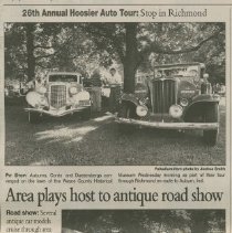 "26th Annual Hoosier Auto Tour: Stop in Richmond" Palladium - Item, August 30, 2001