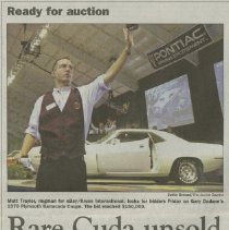 "Rare Cuda unsold" by Joyce McCartney, the Journal Gazette, September 1, 2001
