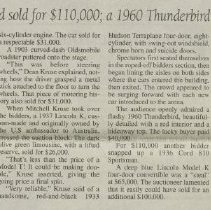 "Duesie sells for $870,000" by Shirley Harm, the Evening Star, September 4, 2001