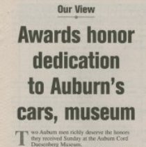 "Awards honor dedication to Auburn's cars, museum" the Evening Star, September 9, 2004