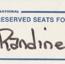 Reserved seats for J. Randinelli