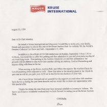 Letter to ACD Club Members from Kruse International August 20, 1999