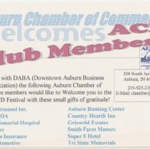 Auburn chamber of Commerce Welcomes ACD Club Members
