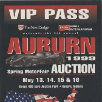 Auburn 1999 Spring MotorFair Auction VIP Pass