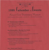 Auburn-Cord-Duesenberg 1999 Calendar of Events