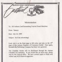 Memo about no cost advertising from Tammy. July 24, 1999