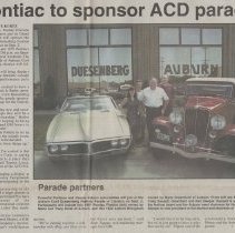 "Pontiac to sponsor ACD parade" by Dave Kurtz, The Evening Star, July 17, 2000